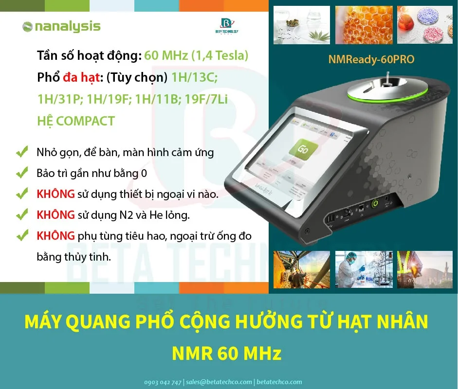 Máy Quang Phổ Cộng Hưởng Từ Hạt Nhân Để Bàn NMR Tần số 60MHz
