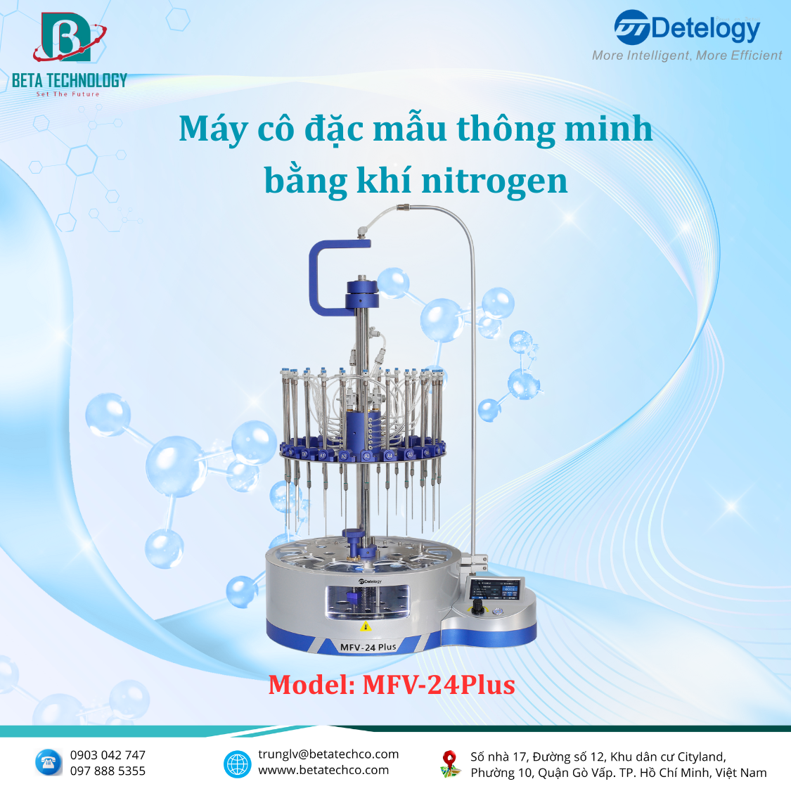 Máy cô đặc mẫu MFV-24Plus với giá đỡ 24 vị trí tùy biến linh hoạt
